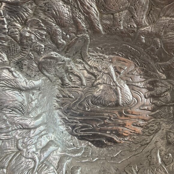 Aluminum Serving Bowl By Arthur Court Elegant Elephant Pattern Vintage 1990 - Picture 3 of 14